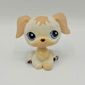 Authentic LPS Littlest Pet Shop #140 White and Tan Golden Retriever Blue Eyes